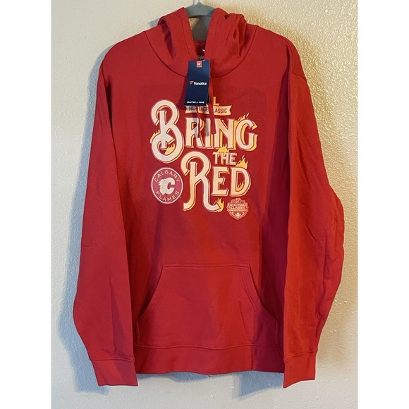 Men's 2XL NWT Calgary Flames Fanatics 2023 NHL Heritage Classic Hoodie Red‎